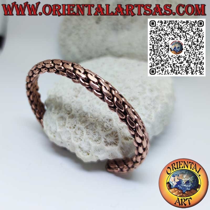 Pulsera de salud de cobre trenzado hecha a mano