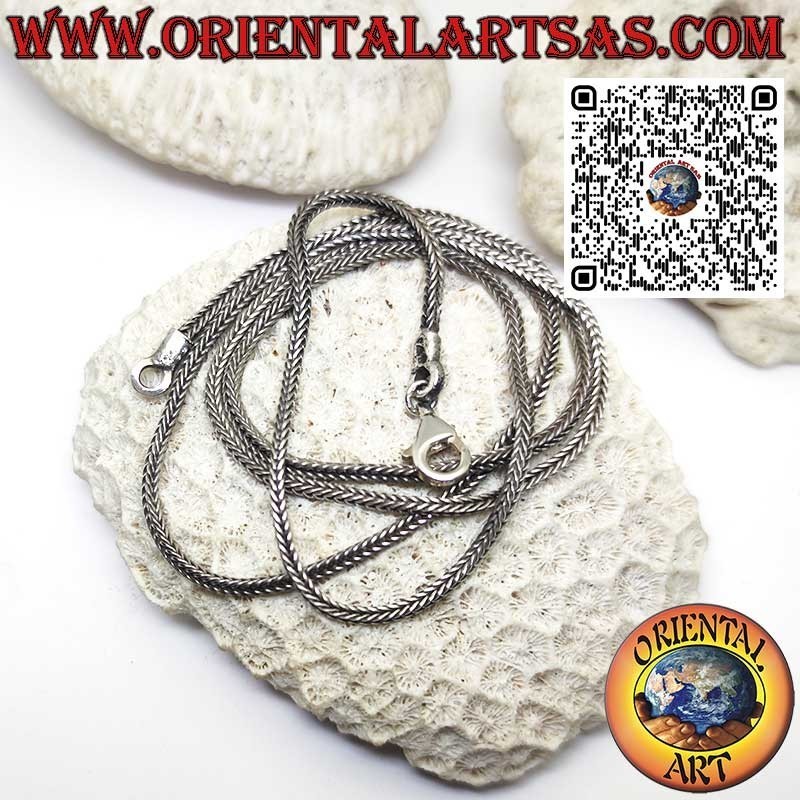Collier en argent 925 ‰ avec chaîne serpent carrée de 2*2 mm, longueur 67 cm