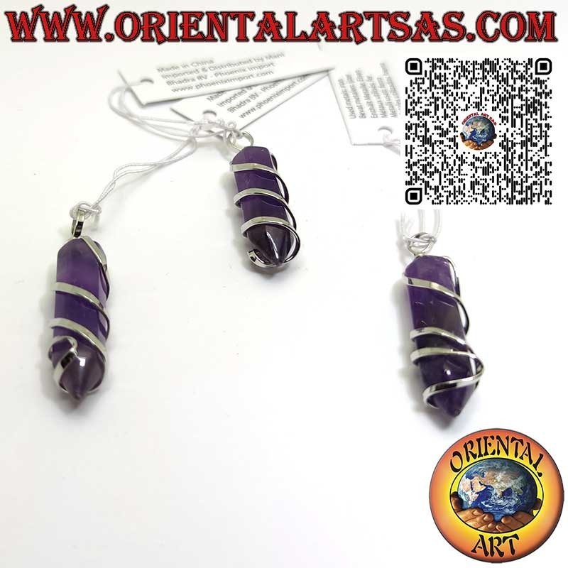 Amethyst Spitze Anhänger Natur – Sechskant Wicklung | Oriental Art
