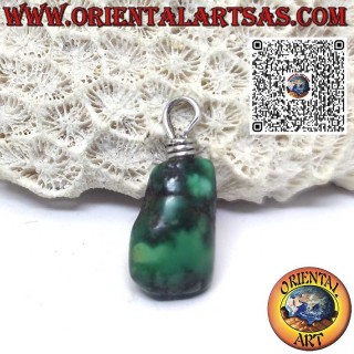 Ciondolo di turchese antico Tibetano con gancio in argento fatto a mano