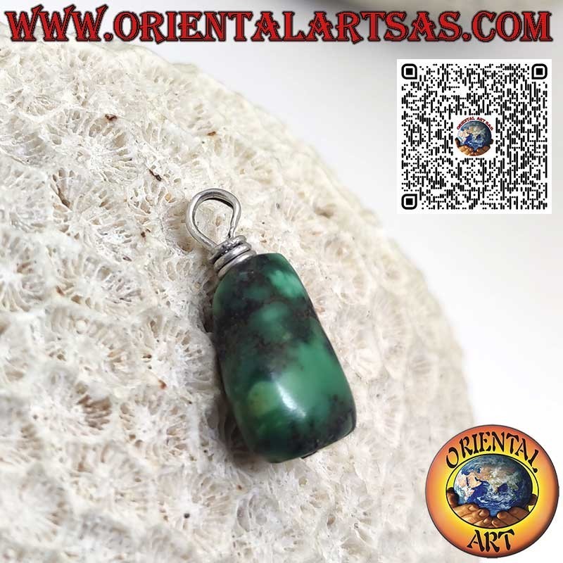 Antique Tibetan Turquoise Pendant with Handmade Silver Hook