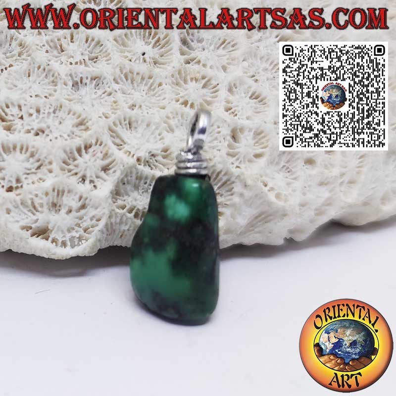 Antique Tibetan Turquoise Pendant with Handmade Silver Hook