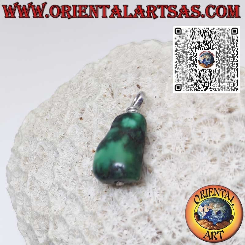 Colgante de plata Gao Kalachakra con turquesa tibetana antigua ovalada