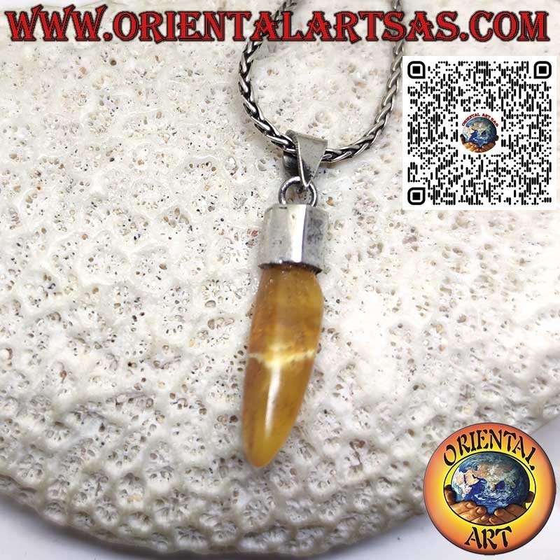 Ciondolo con gancio in argento 925 con ambra baltica naturale a punta
