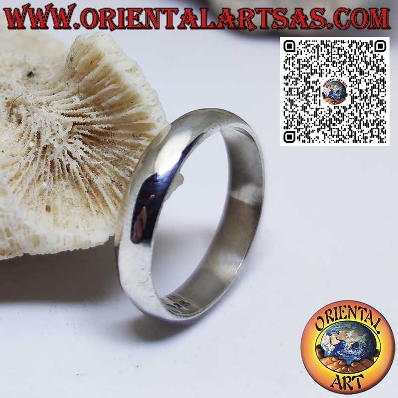 Anillo de banda curva sencilla en plata hipoalergénica, 5 mm