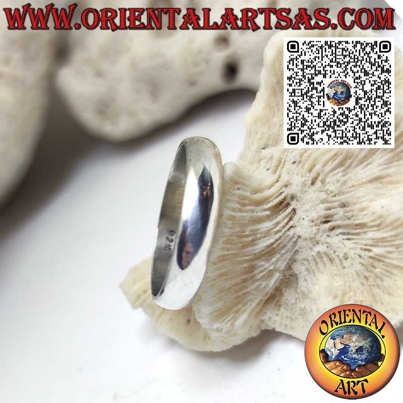 Anillo de banda curva sencilla en plata hipoalergénica, 5 mm