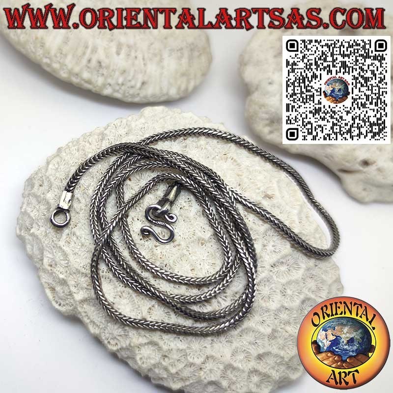 925 ‰ Silberkette mit 2*2 mm quadratischer Schlangenkette, 64 cm lang