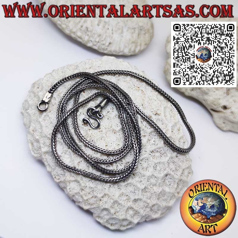 925 ‰ silver necklace with 2*2 mm square snake chain, 64 cm long