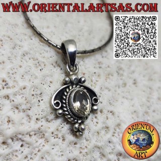 Colgante de plata con topacio amarillo natural en engaste étnico