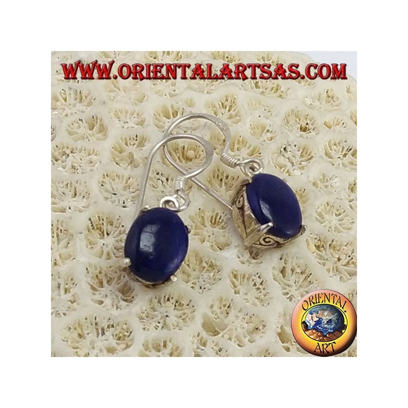 Boucles d'oreilles argent avec Lapis Lazuli ovale