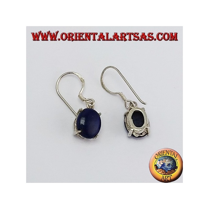 Silver earrings with oval lapis lazuli