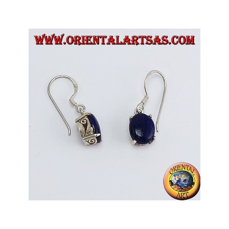 Boucles d'oreilles argent avec Lapis Lazuli ovale