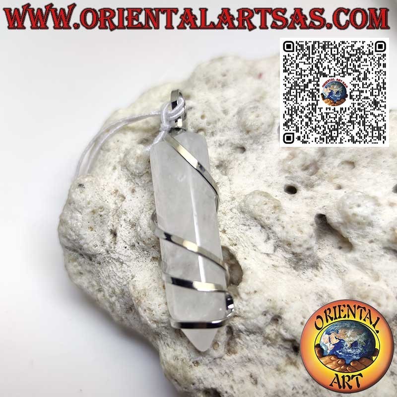 Pendentif Cristal de Roche Naturel Pointe Hexagonale