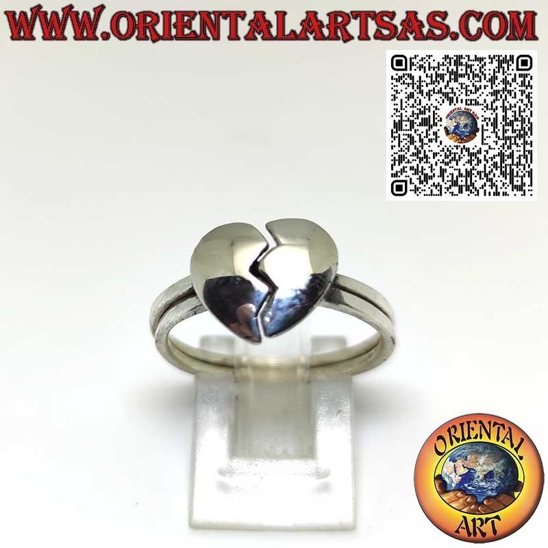 Anello in argento 925 ‰ anallergico, cuore divisibile su due anelli