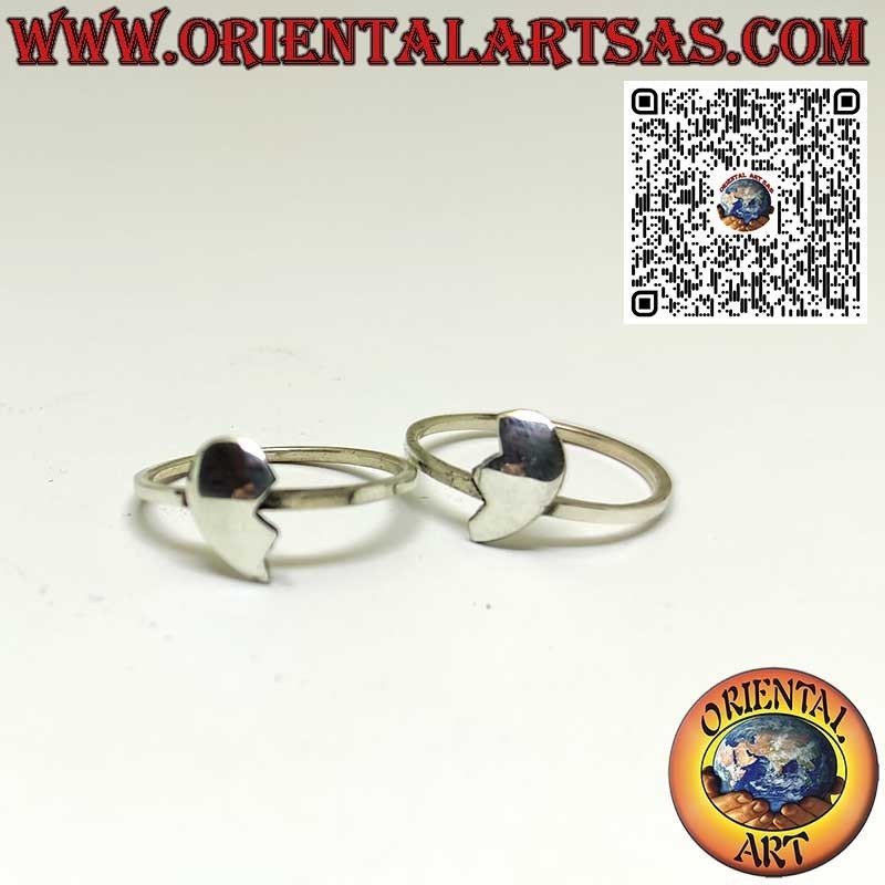 925 ‰ hypoallergenic silver ring, heart divisible on two rings