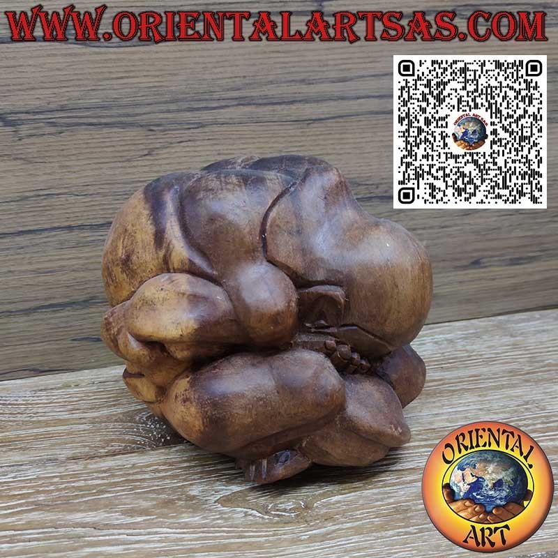 Sculpture "Yogi" the yoga master in suar wood 20cm. handmade