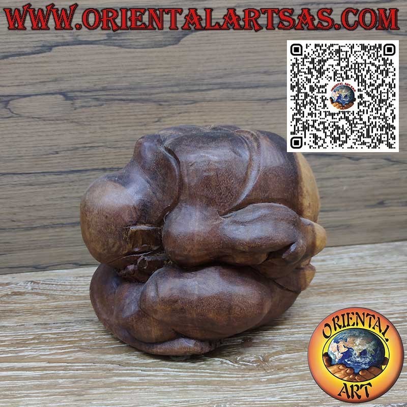 Scultura "Yogi" il maestro di yoga in legno di suar da 20cm. fatta a mano