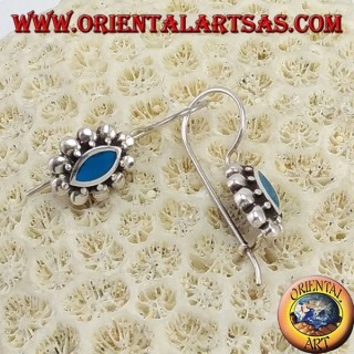 Boucles d'oreilles argent avec de la pâte turquoise navette