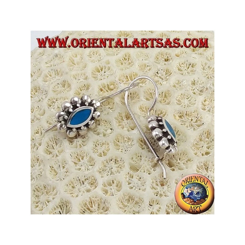 Pendientes de plata con pasta de color turquesa de traslado