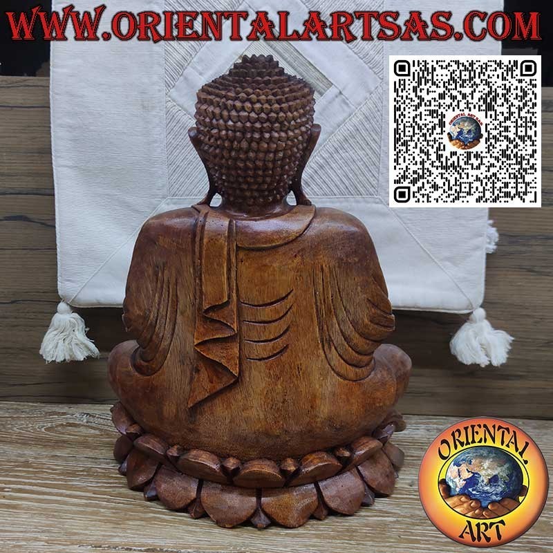 Buddha Dharmachakra Mudra teaching sculpture in suar wood 40 cm.