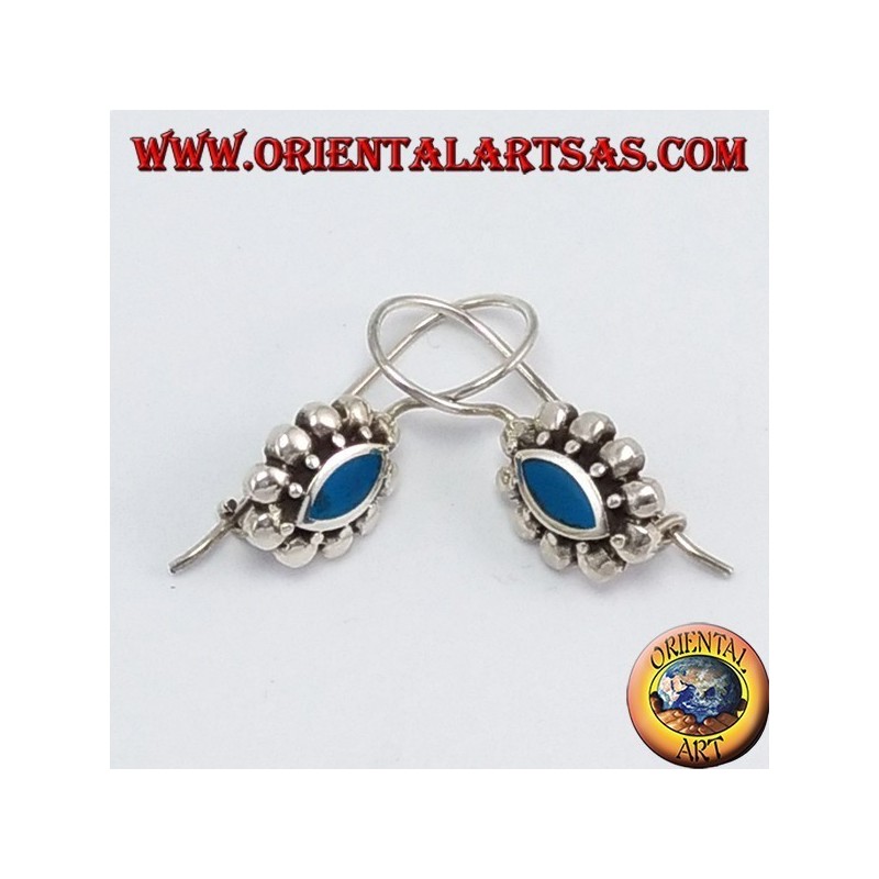 Pendientes de plata con pasta de color turquesa de traslado
