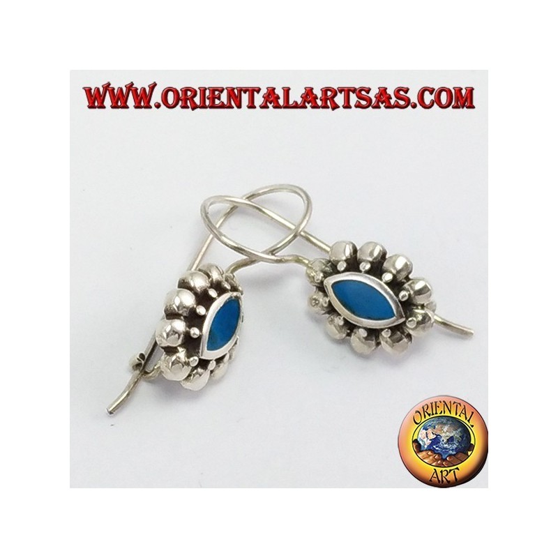 Pendientes de plata con pasta de color turquesa de traslado