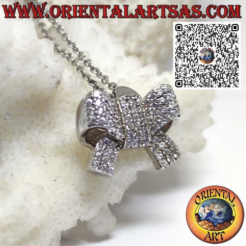 Ciondolo in argento con zircone rosa di Francia ovale gancio allungato