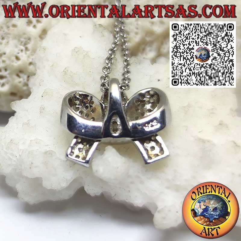 Silver pendant with oval French pink zircon with elongated hook