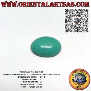 Gemma per incastonare di Turchese antico naturale Tibetano, mm. 9*14*4