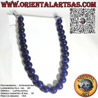 Halskette aus natürlichem afghanischen Lapislazuli, 16 mm Kugeln, (AAA-Qualität)
