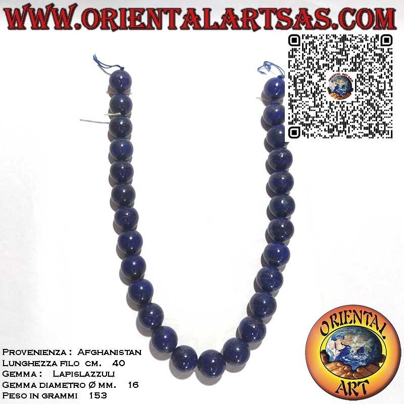Collier Lapis-lazuli Naturel Afghan 16mm AAA | Oriental Art