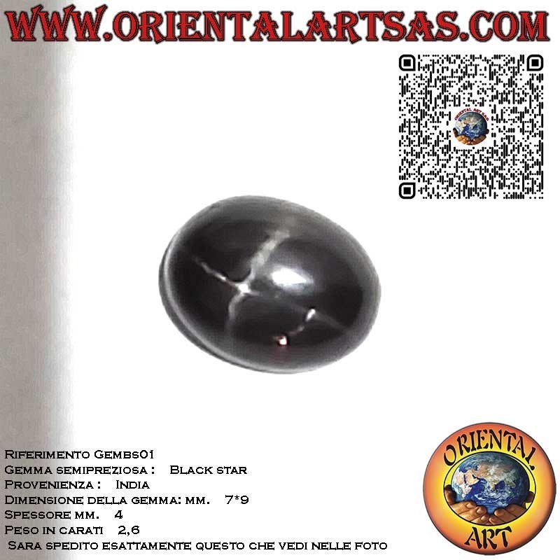Black Star Diopside Cabochon 7x9 mm - Stern-Edelstein