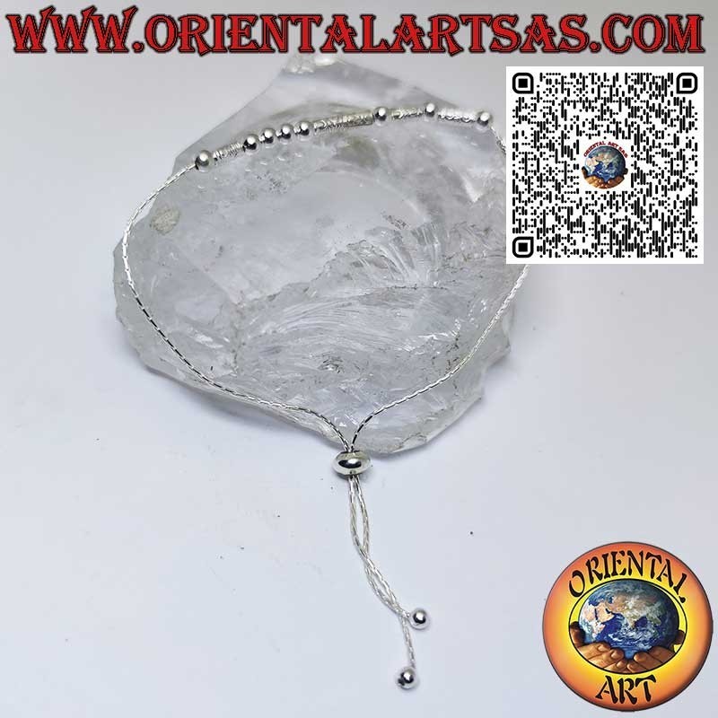 Bracelet en argent avec sphères et tubes avec fermeture à bille coulissante