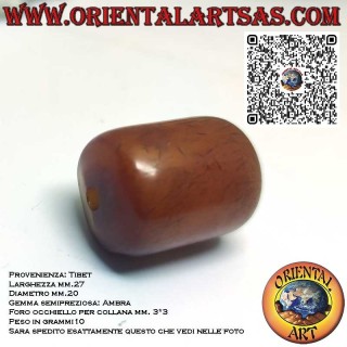 Natural Tibetan Amber Necklace Cylinder Authentic Ancient Fossil