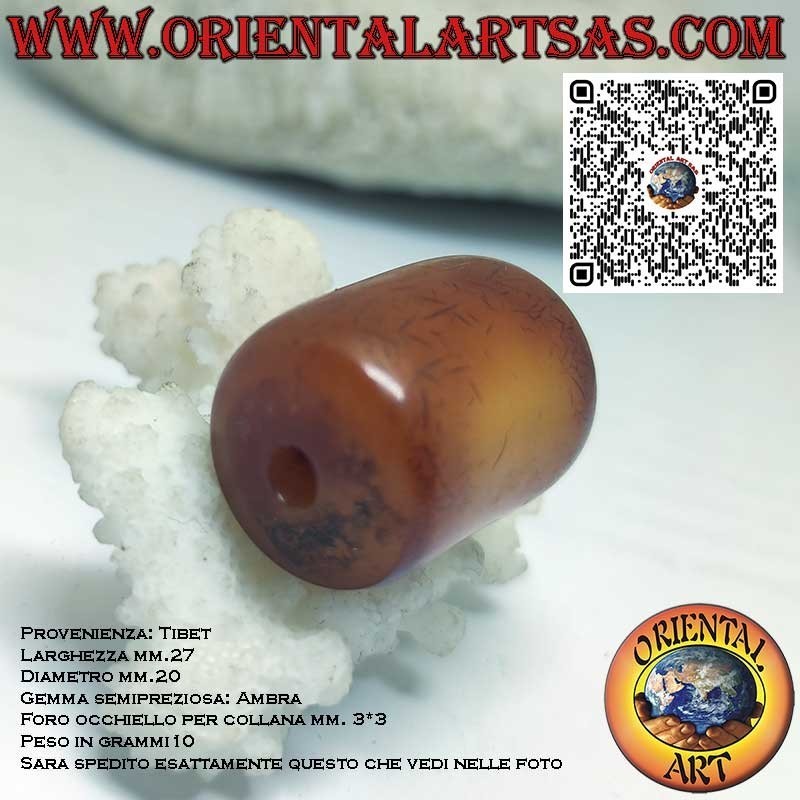 Ámbar Tibetano Antiguo Fósil | Cilindro Natural Auténtico