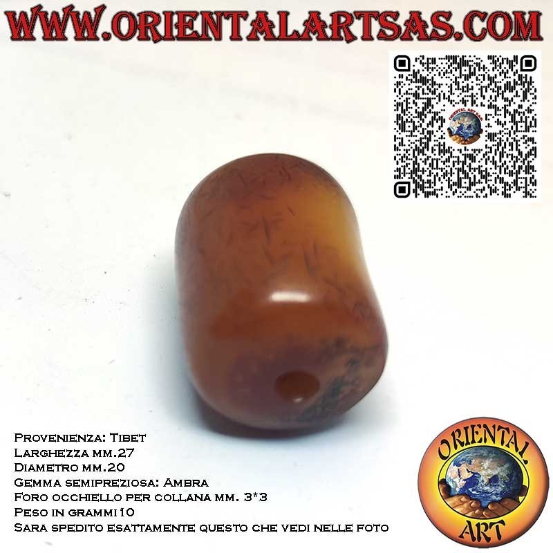 Authentic Ancient Tibetan Fossil Amber Pendant | Oriental Art