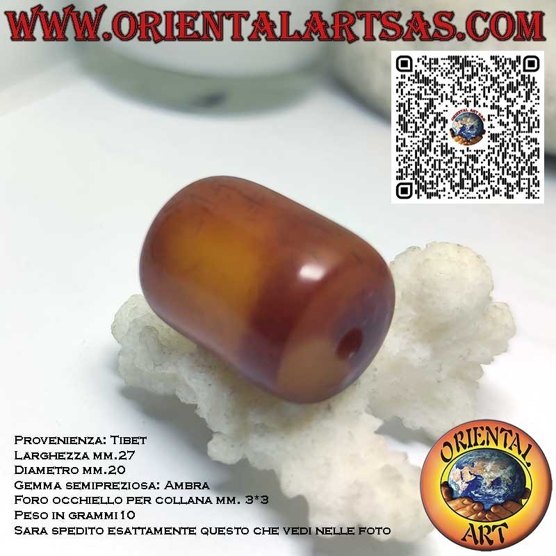 Ámbar Tibetano Antiguo Fósil | Cilindro Natural Auténtico