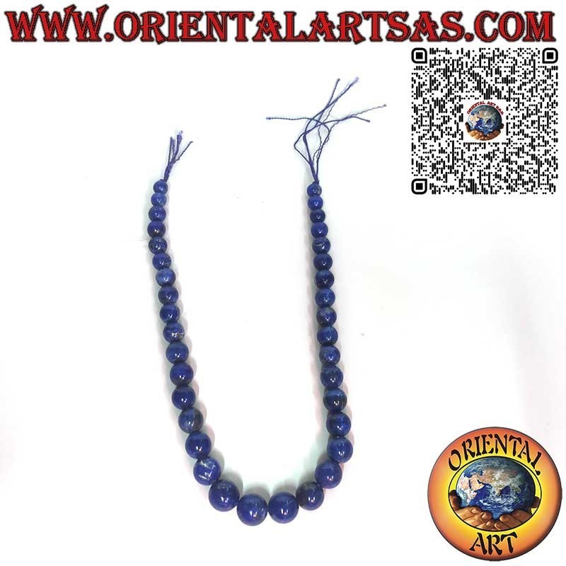 Halskette aus natürlichem afghanischen Lapislazuli mit Kugeln in Abstufungen von 8 bis 14 mm, Qualität A