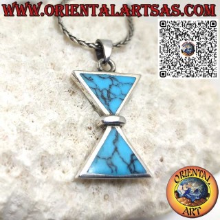 925‰ silver pendant with two triangular turquoise stones placed symmetrically