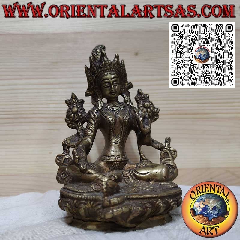Handcrafted brass Tara with finely carved details