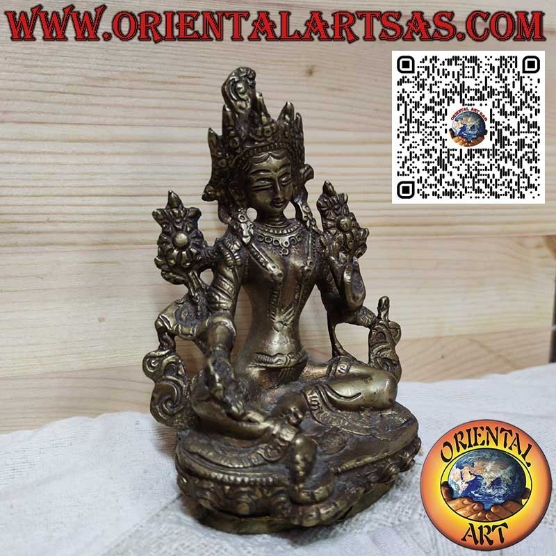 Tara in ottone lavorata a mano con dettagli finemente scolpiti