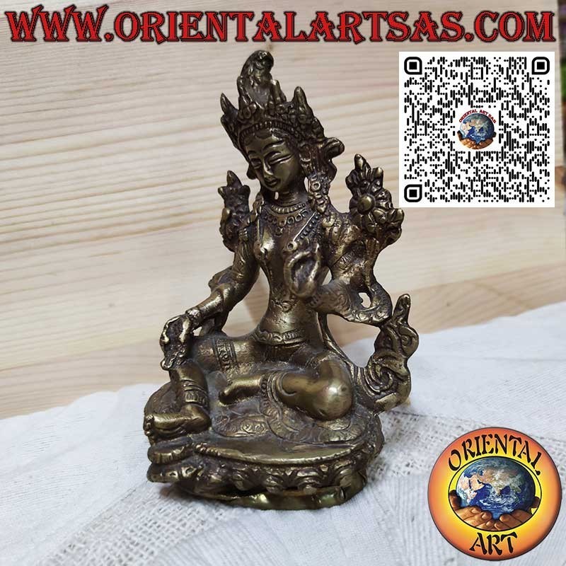 Handcrafted brass Tara with finely carved details