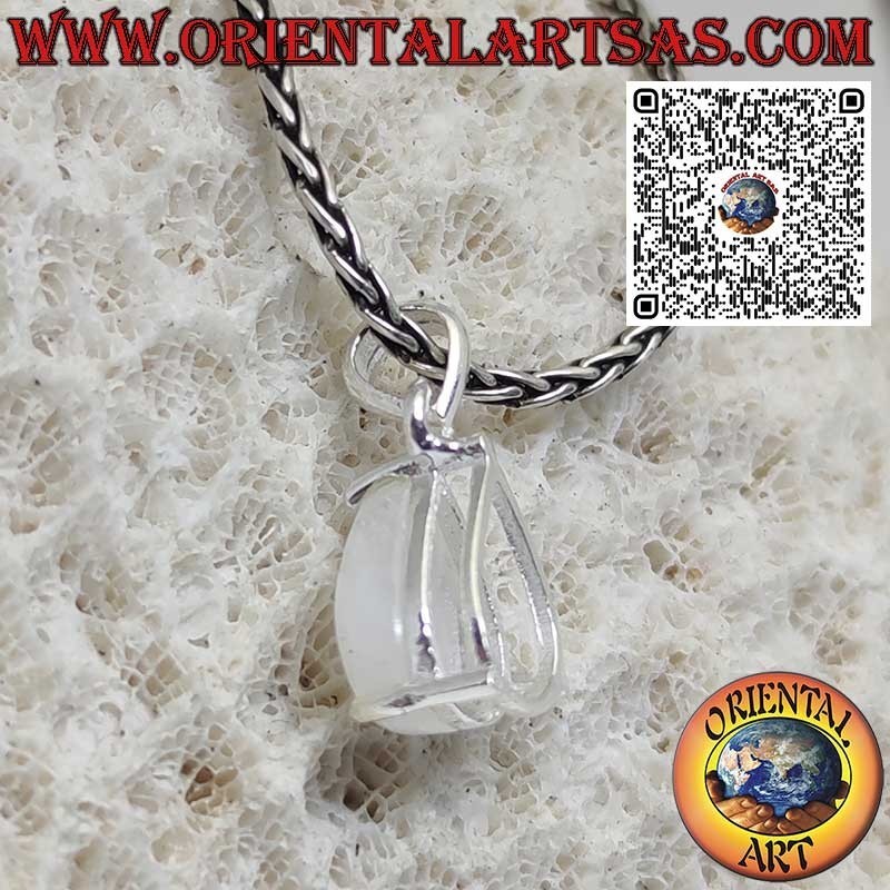 Colgante de Plata con Piedra Luna Arcoíris en Forma de Gota