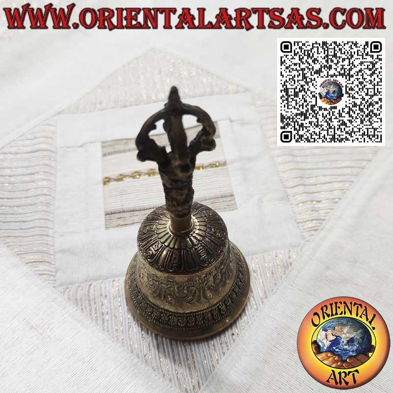 Campana tibetana "Ghanta" con vajra para oración y meditación (15 cm)