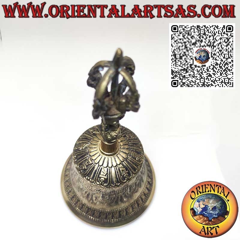 Cloche tibétaine « Ghanta » avec vajra pour la prière et la méditation (15 cm)