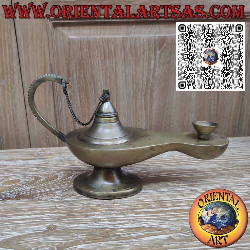 Lámpara de aceite funcional de latón macizo hecha a mano, estilo Aladino