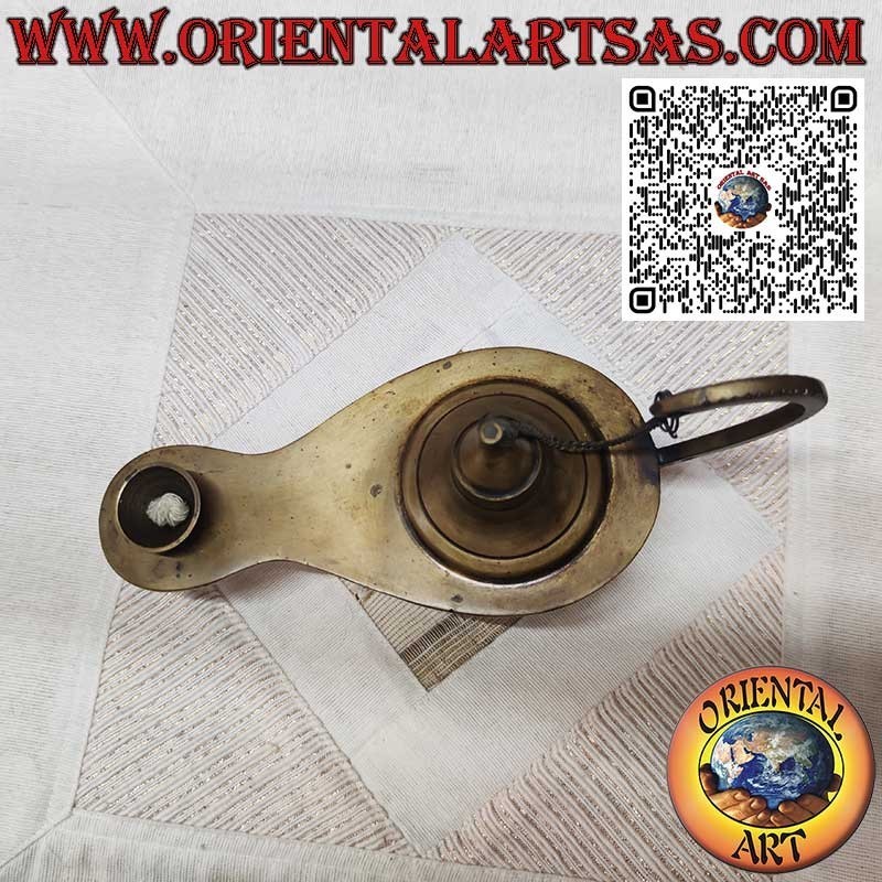 Functional Handmade Solid Brass Aladdin-Style Oil Lamp
