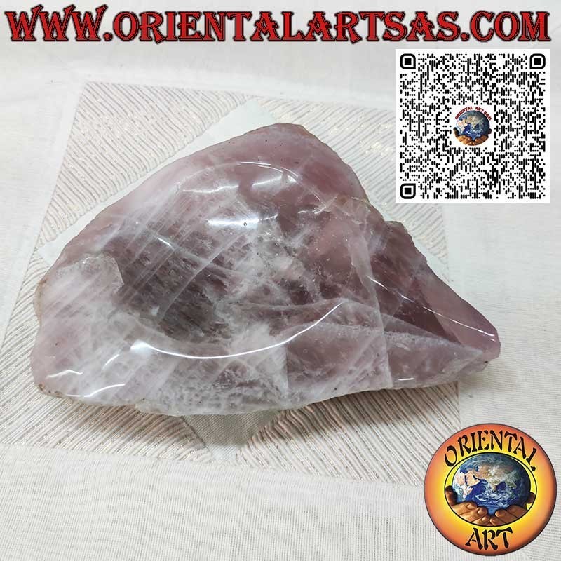 Blocco di Quarzo rosa naturale scavato a ciotola svuotatasche, da 2900 gr.