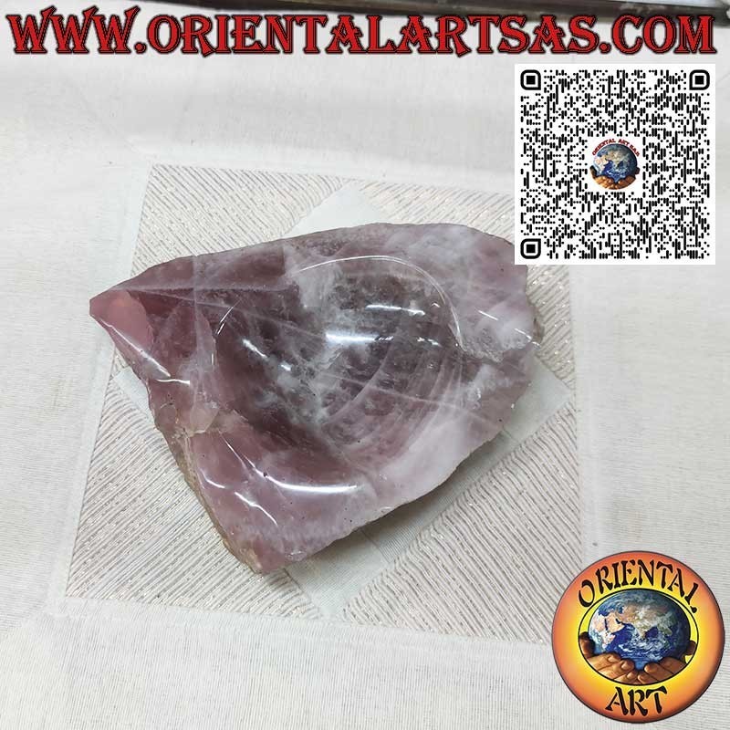 Blocco di Quarzo rosa naturale scavato a ciotola svuotatasche, da 2900 gr.