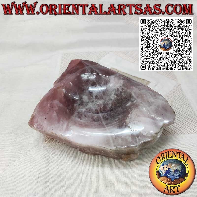 Bloque de Cuarzo Rosa Natural ahuecado como un cuenco vaciador de bolsillos, 2900 gr.